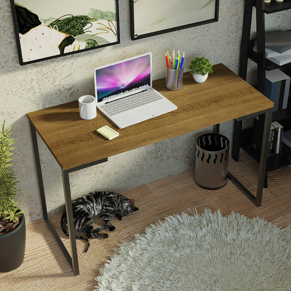 Conjunto Escritório Home Office com Mesa Industrial + Estante Escada Rustic/Preto Madesa - Image 6