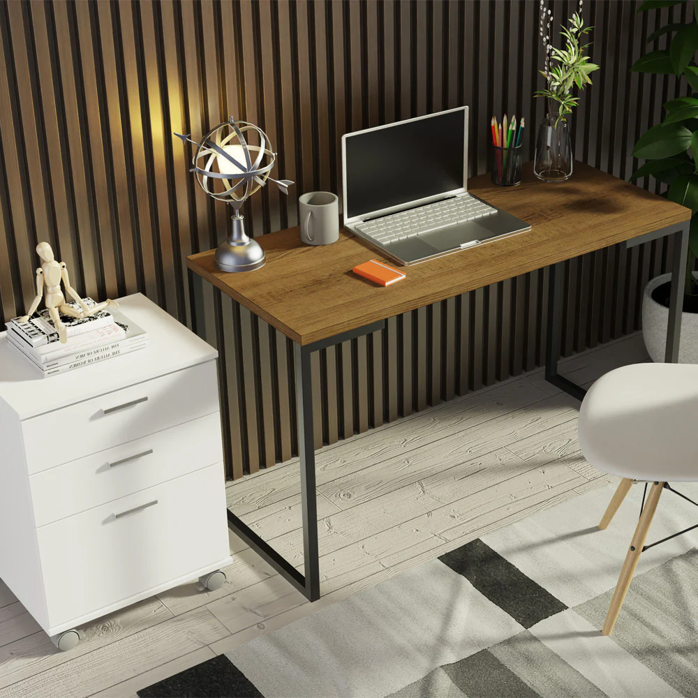 Conjunto Escritório Home Office com Mesa Industrial + Gaveteiro Rustic/Branco Madesa - Image 6