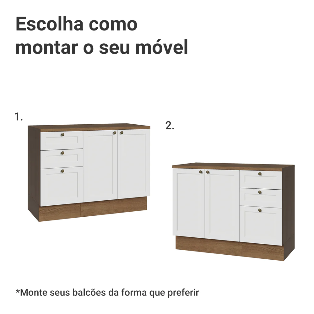 Conjunto Gabinete para Banheiro 110cm 3 Gavetas 3 Portas Rustic/Branco Vik Madesa 01 - Image 5