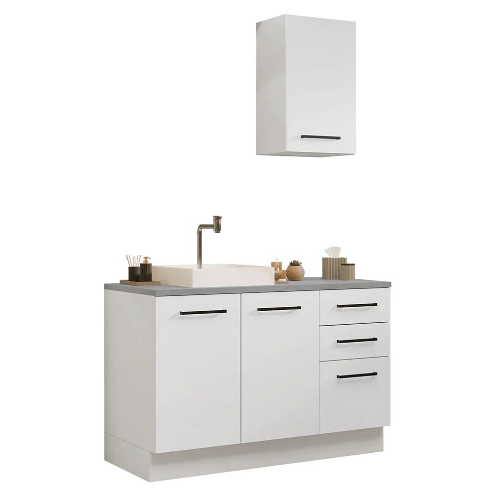 Conjunto Gabinete para Banheiro 120cm 3 Portas 3 Gavetas Branco Agata Madesa 01 - Image 2