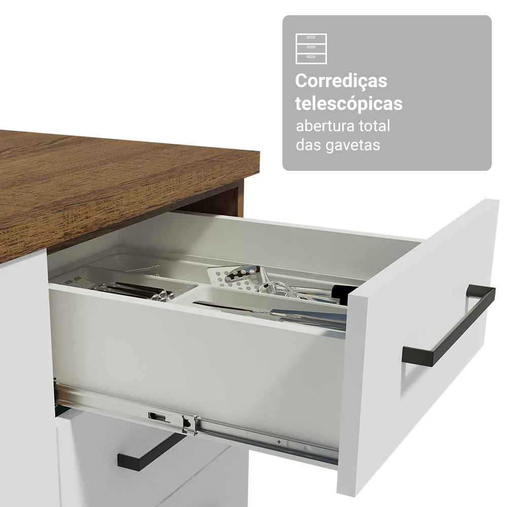 Conjunto Gabinete para Banheiro 120cm 3 Portas 3 Gavetas Rustic/Branco Agata Madesa 01 - Image 6