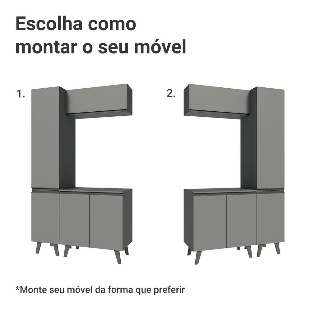 Conjunto Gabinete para Banheiro 120cm 5 Portas Cinza Nice Madesa 03 - Image 5