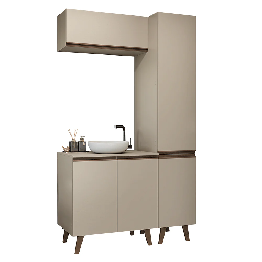 Conjunto Gabinete para Banheiro 120cm 5 Portas Crema Nice Madesa 03 - Image 2