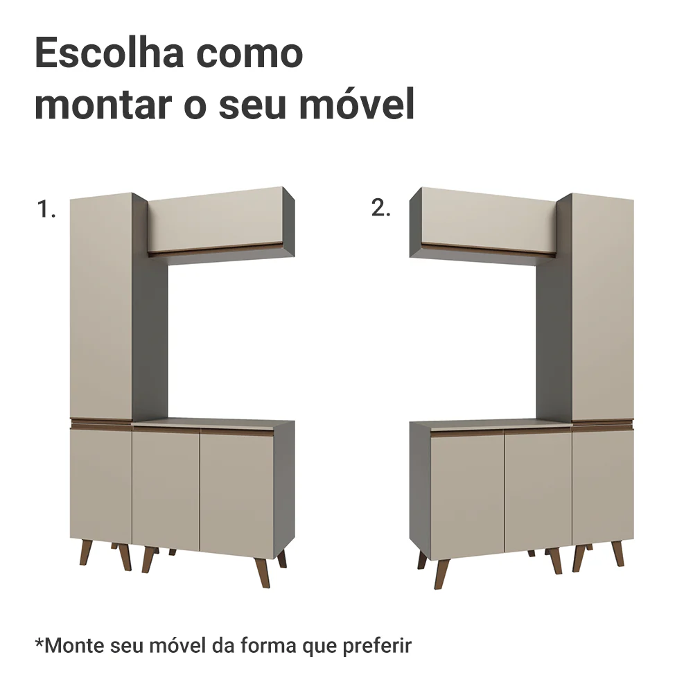 Conjunto Gabinete para Banheiro 120cm 5 Portas Crema Nice Madesa 03 - Image 5