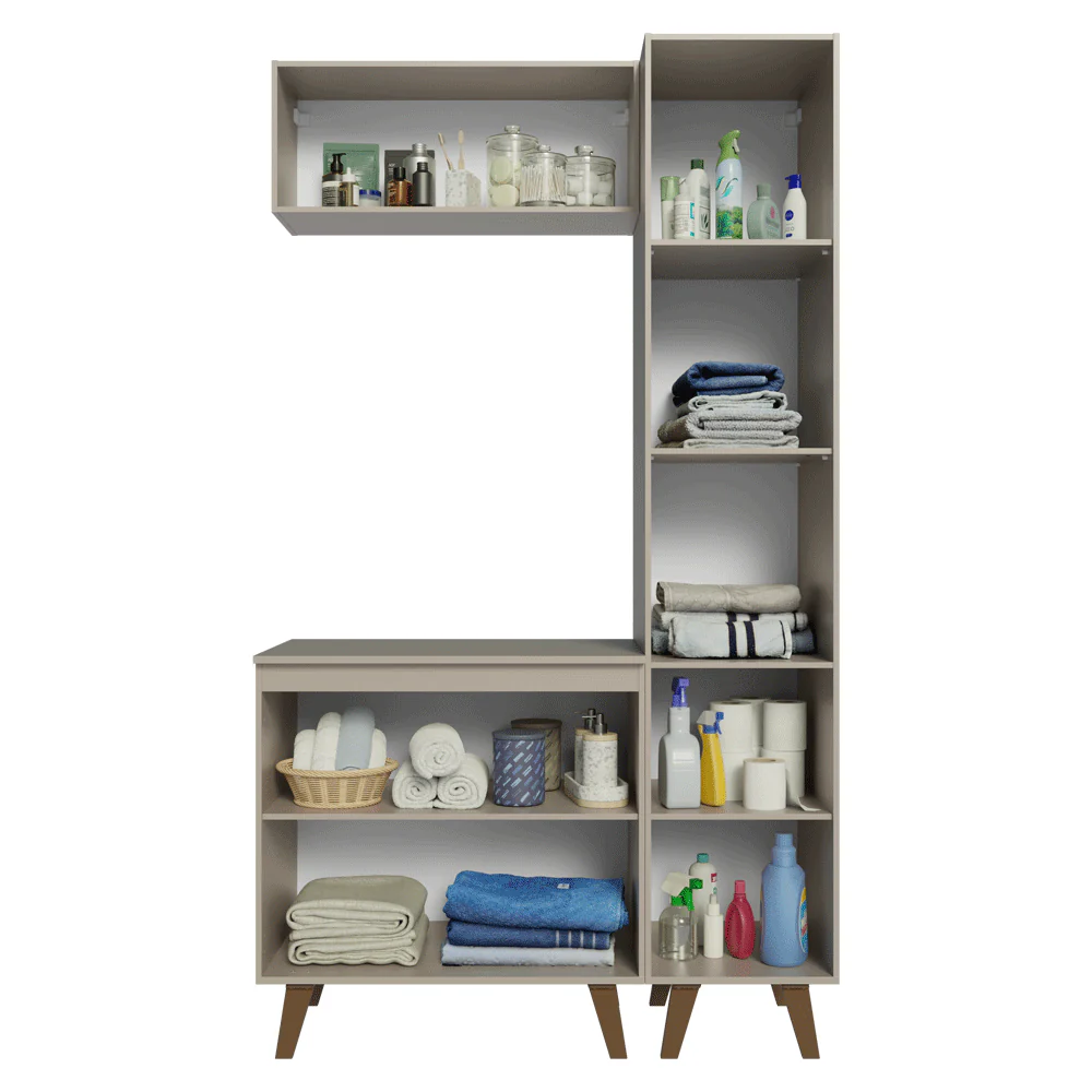 Conjunto Gabinete para Banheiro 120cm 5 Portas Crema Nice Madesa 03 - Image 6