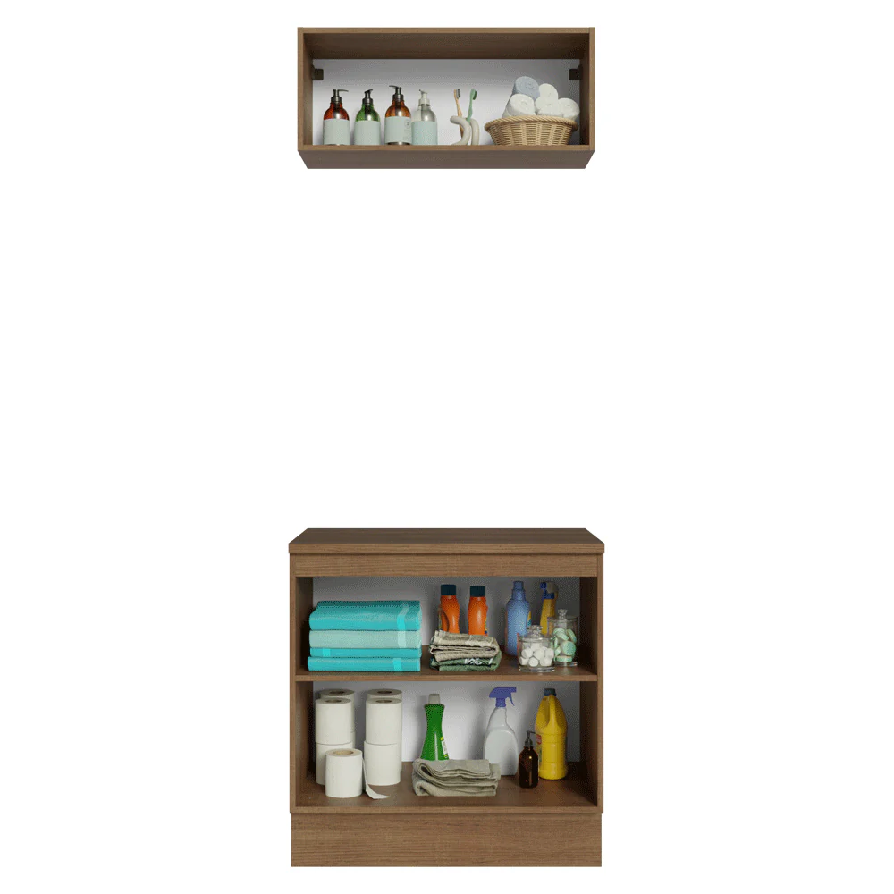 Conjunto Gabinete para Banheiro 80cm 3 Portas Rustic/Azul Vik Madesa 02 - Image 5