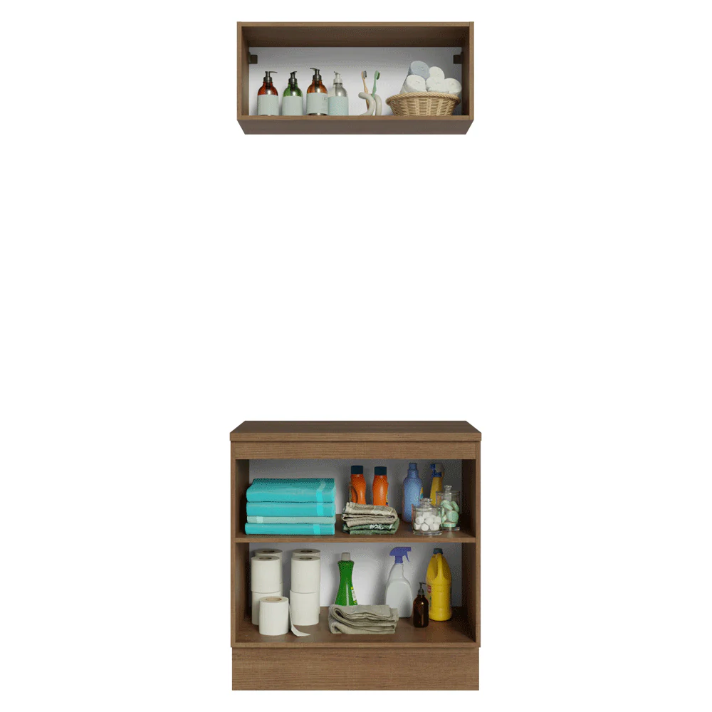 Conjunto Gabinete para Banheiro 80cm 3 Portas Rustic/Branco Vik Madesa 02 - Image 5