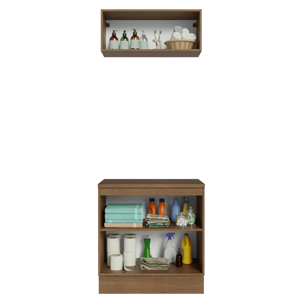 Conjunto Gabinete para Banheiro 80cm 3 Portas Rustic/Cinza Vik Madesa 02 - Image 5