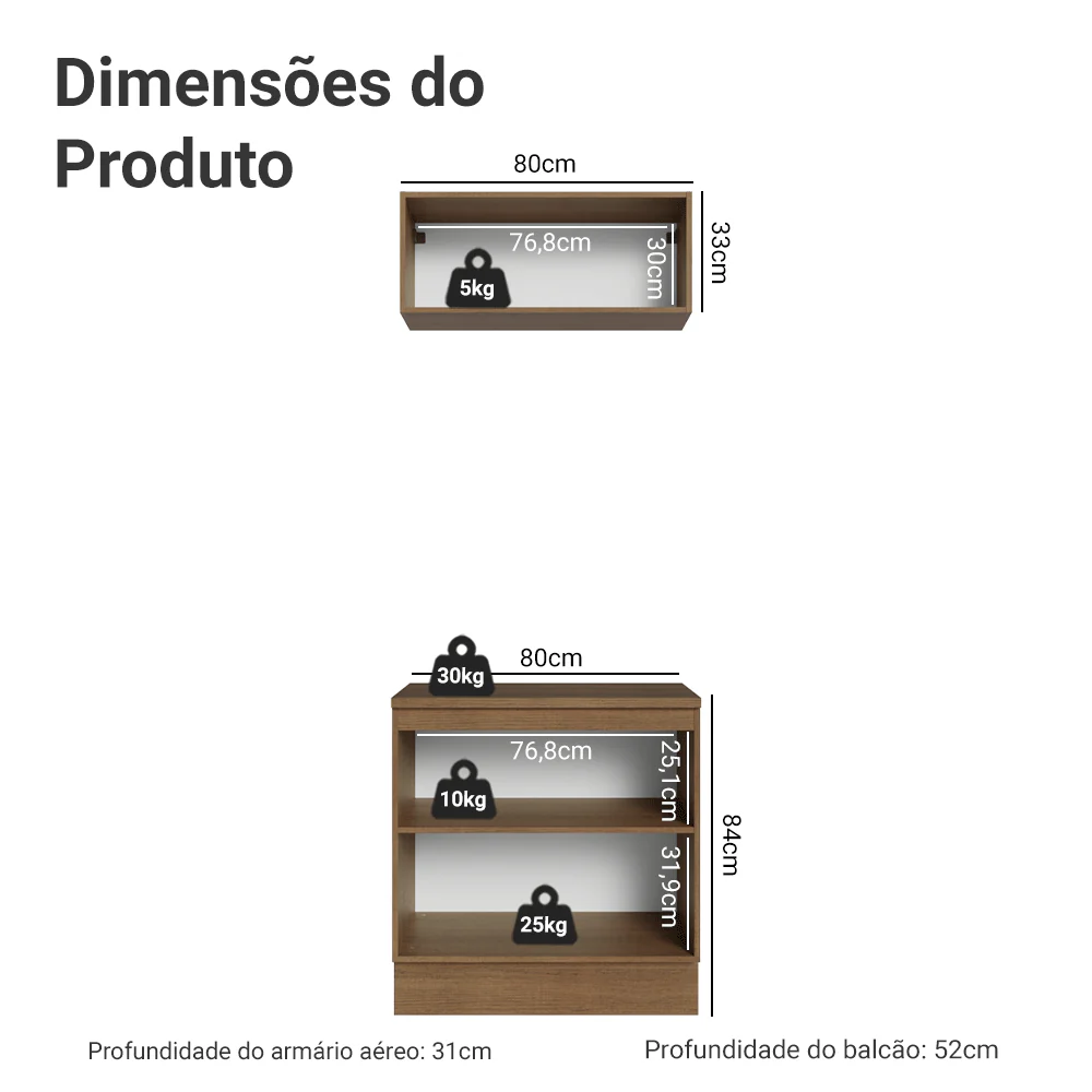 Conjunto Gabinete para Banheiro 80cm 3 Portas Rustic/Verde Vik Madesa 02 - Image 3