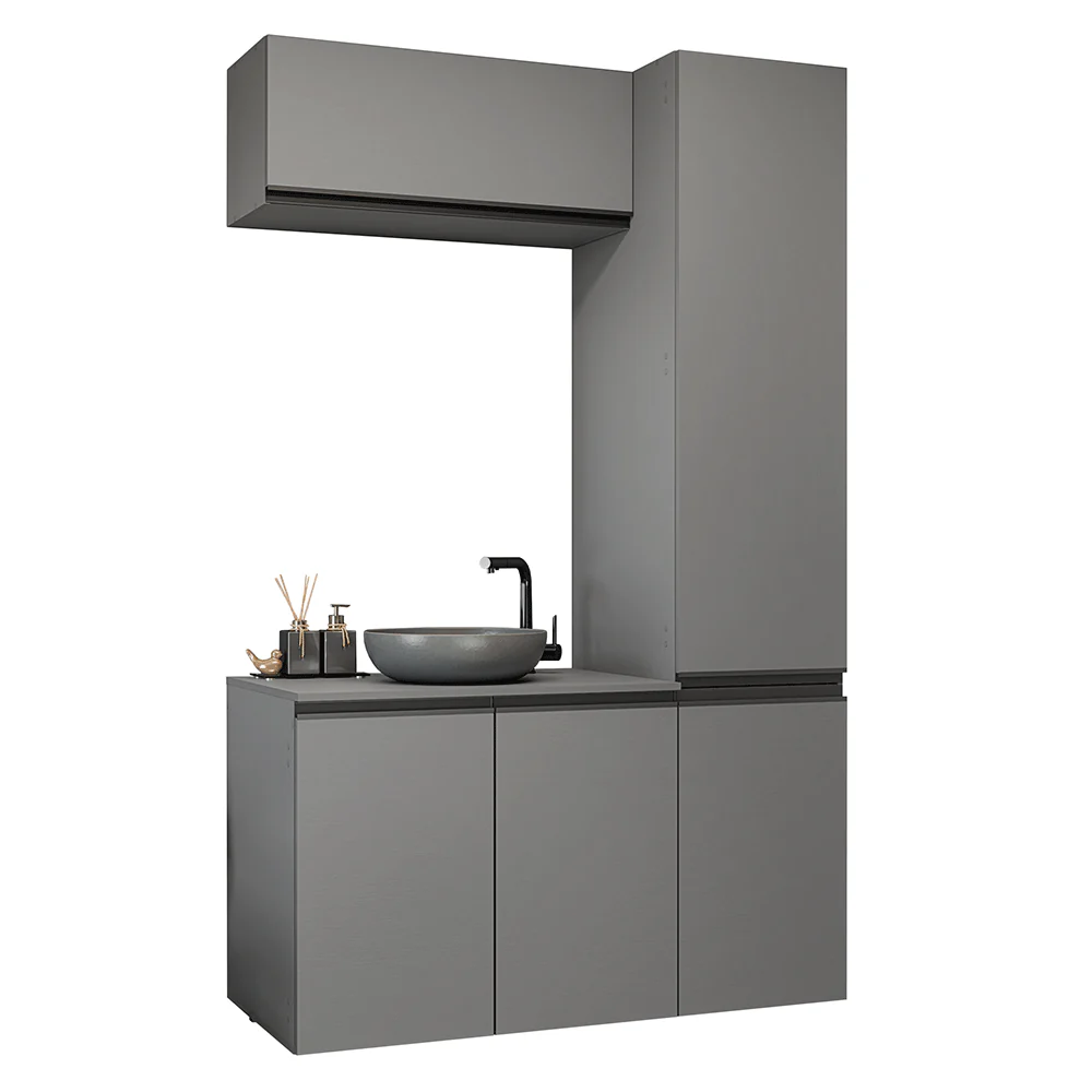 Conjunto Gabinete Suspenso para Banheiro 120cm 5 Portas Cinza Nice Madesa 02 - Image 2
