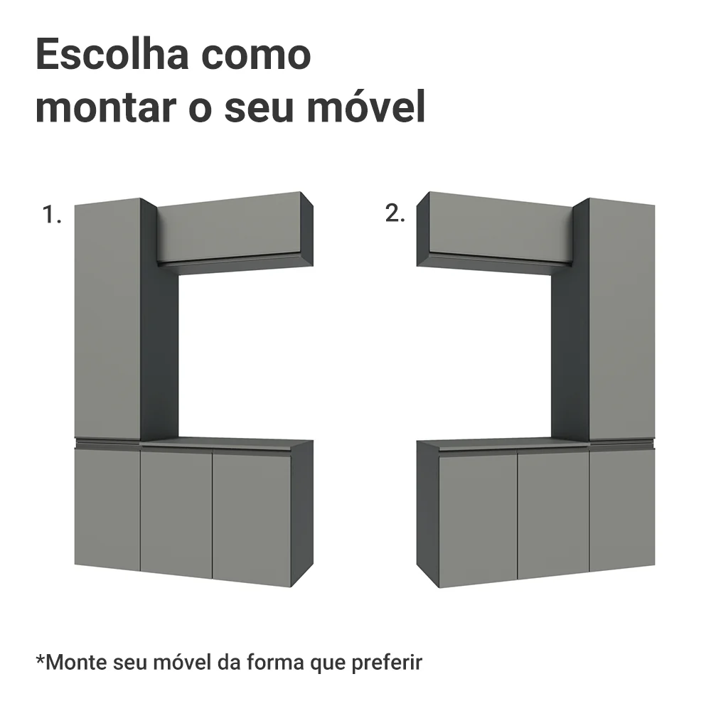 Conjunto Gabinete Suspenso para Banheiro 120cm 5 Portas Cinza Nice Madesa 02 - Image 5