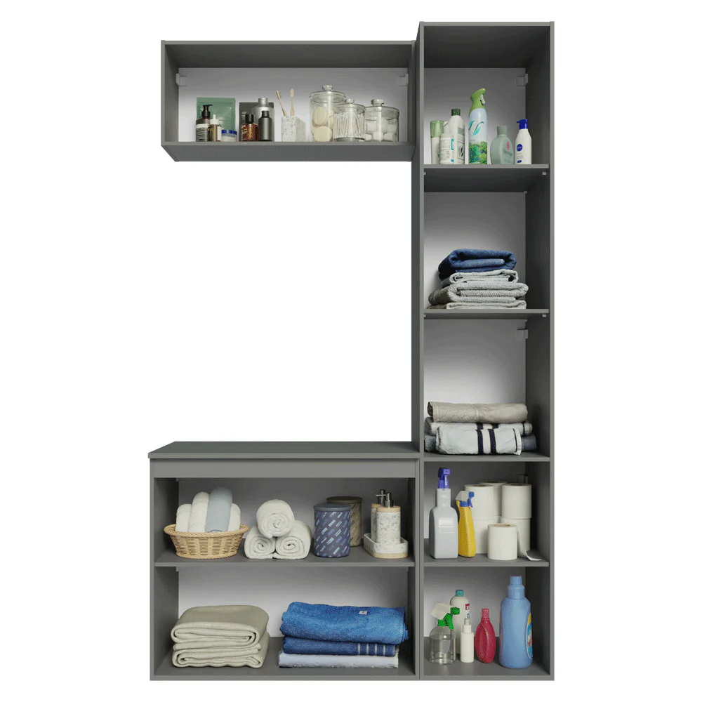 Conjunto Gabinete Suspenso para Banheiro 120cm 5 Portas Cinza Nice Madesa 02 - Image 6