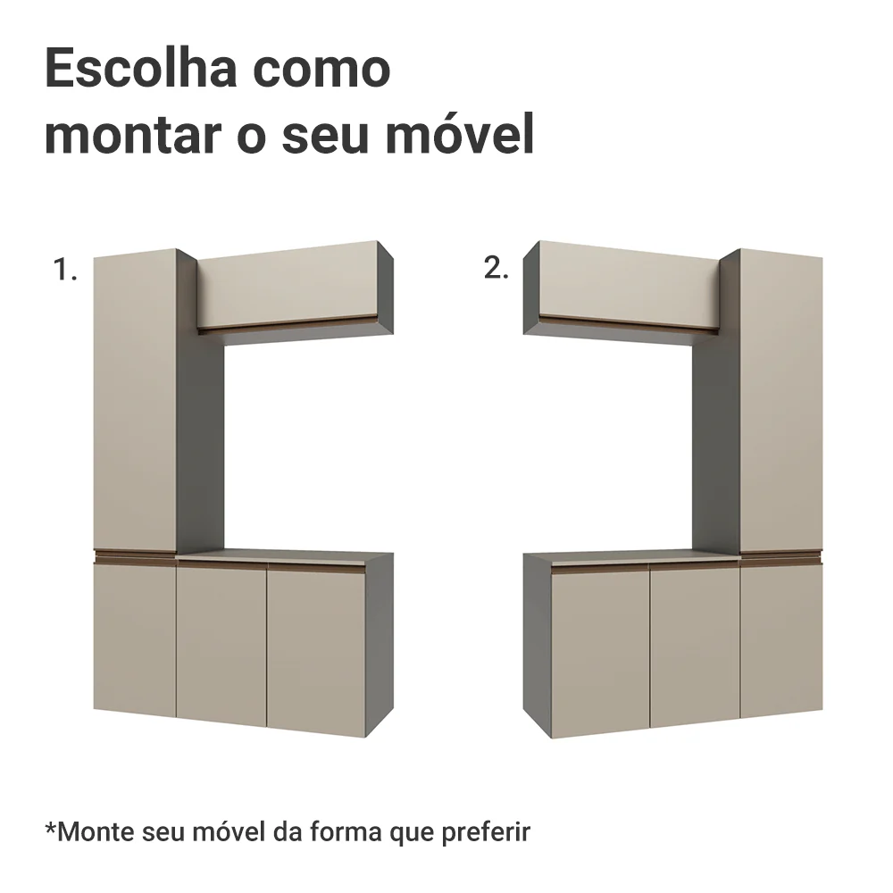 Conjunto Gabinete Suspenso para Banheiro 120cm 5 Portas Crema Nice Madesa 02 - Image 5