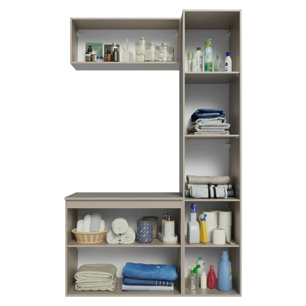 Conjunto Gabinete Suspenso para Banheiro 120cm 5 Portas Crema Nice Madesa 02 - Image 6