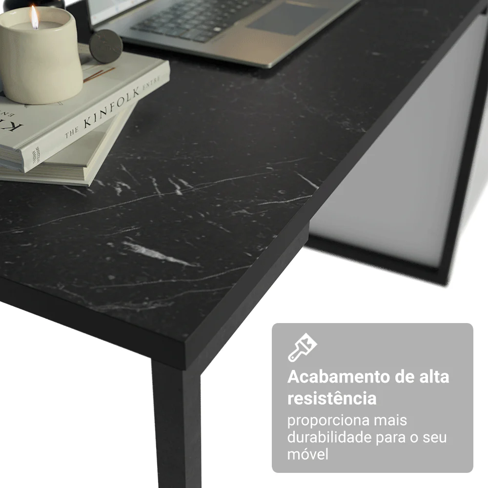 Conjunto Home Office 2 Armários Neo 1 Escrivaninha 2 Prateleiras Branco/Nero Madesa - Image 9