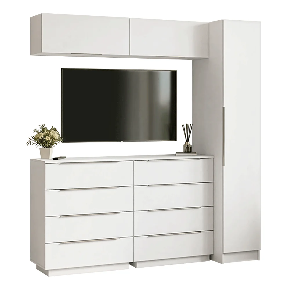 Conjunto Quarto com 1 Guarda-Roupa Neo 2 Aéreos 2 Cômodas Branco Madesa 01 - Image 2