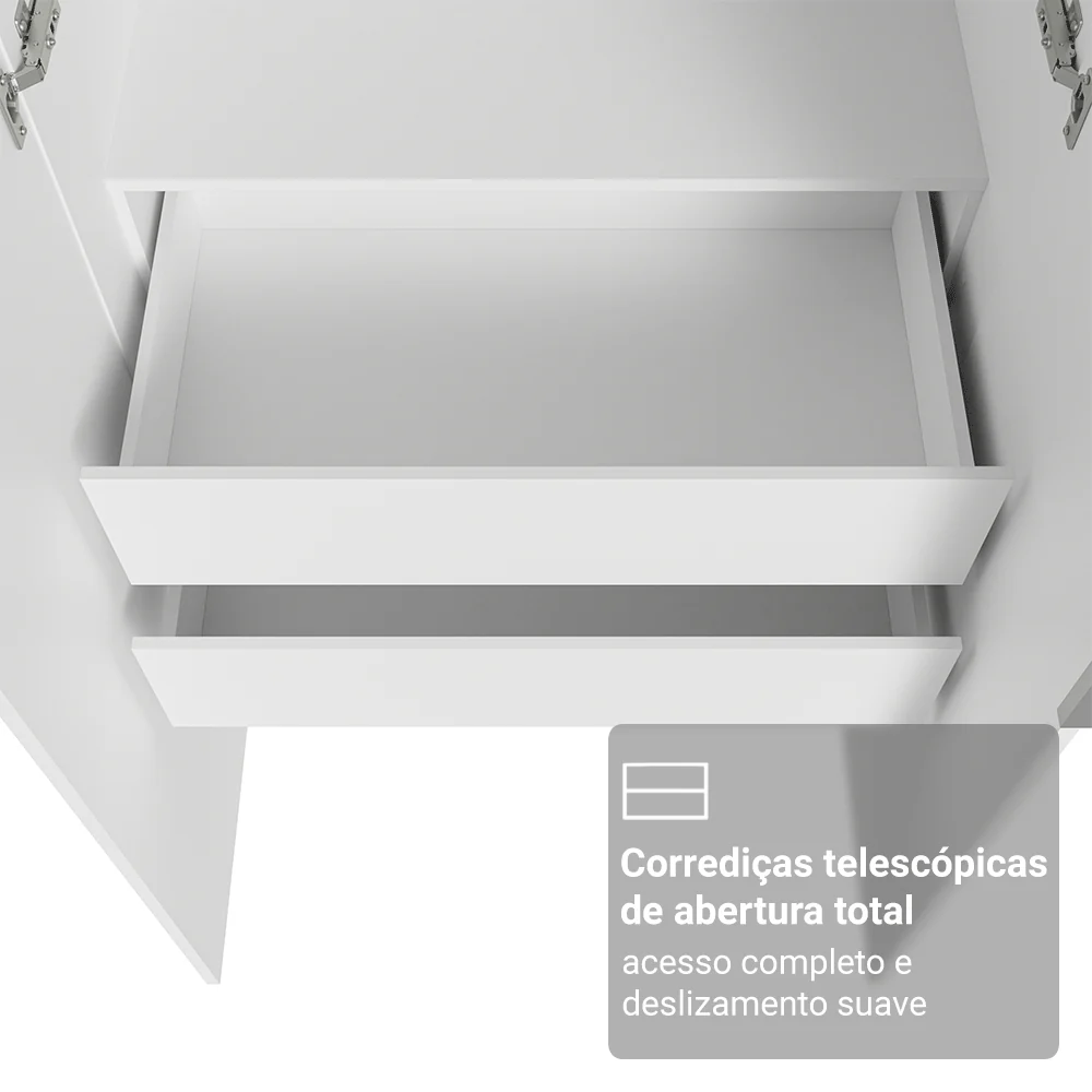 Conjunto Quarto com 2 Guarda-Roupas Neo 1 Cômoda/Móvel para TV Branco Madesa - Image 7