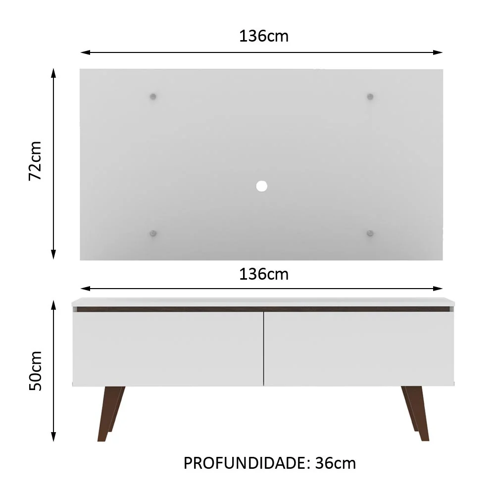 Rack Madesa Le Mans e Painel para TV até 55 Polegadas 2 Portas Branco - Image 3
