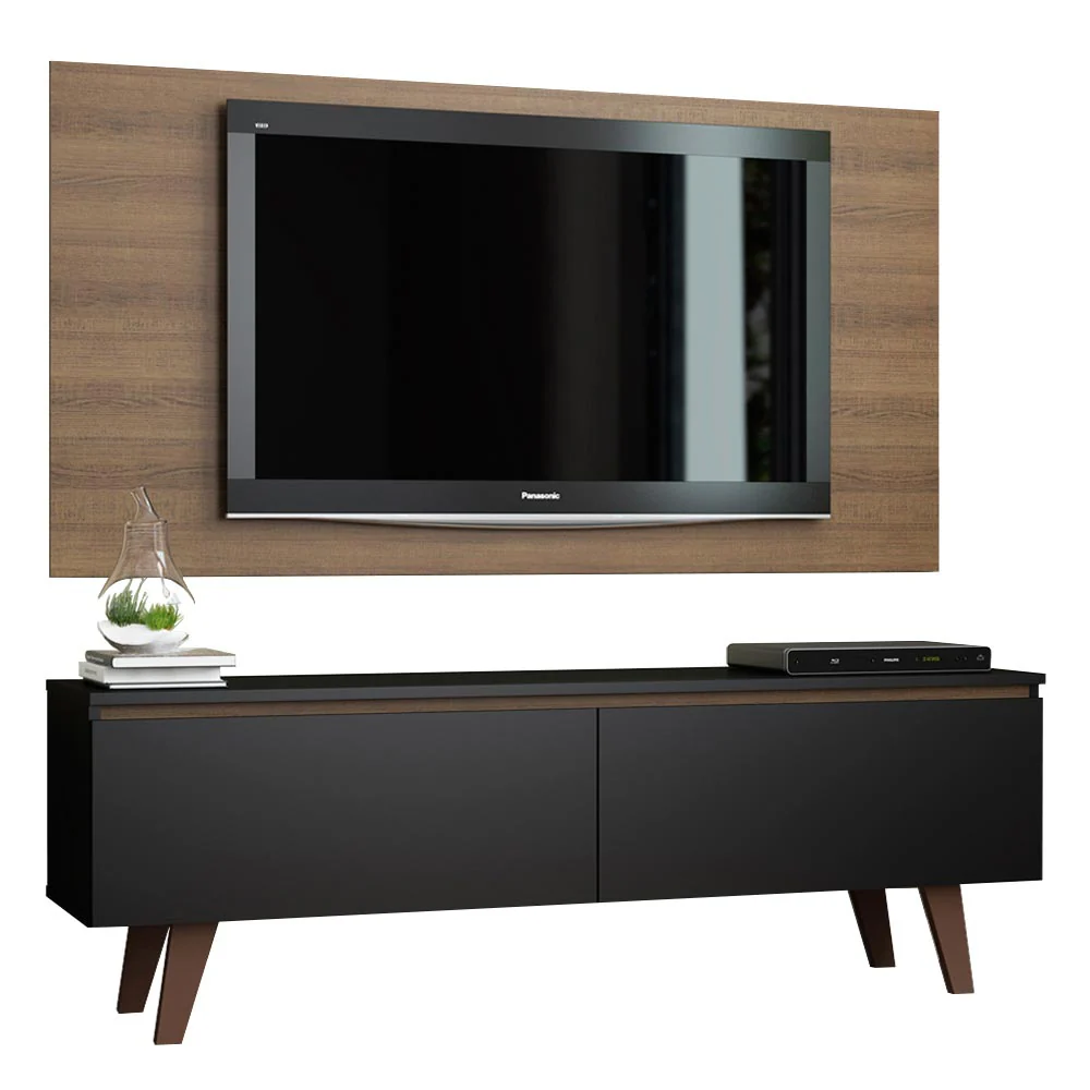 Rack Madesa Le Mans e Painel para TV até 55 Polegadas 2 Portas Preto/Rustic - Image 2