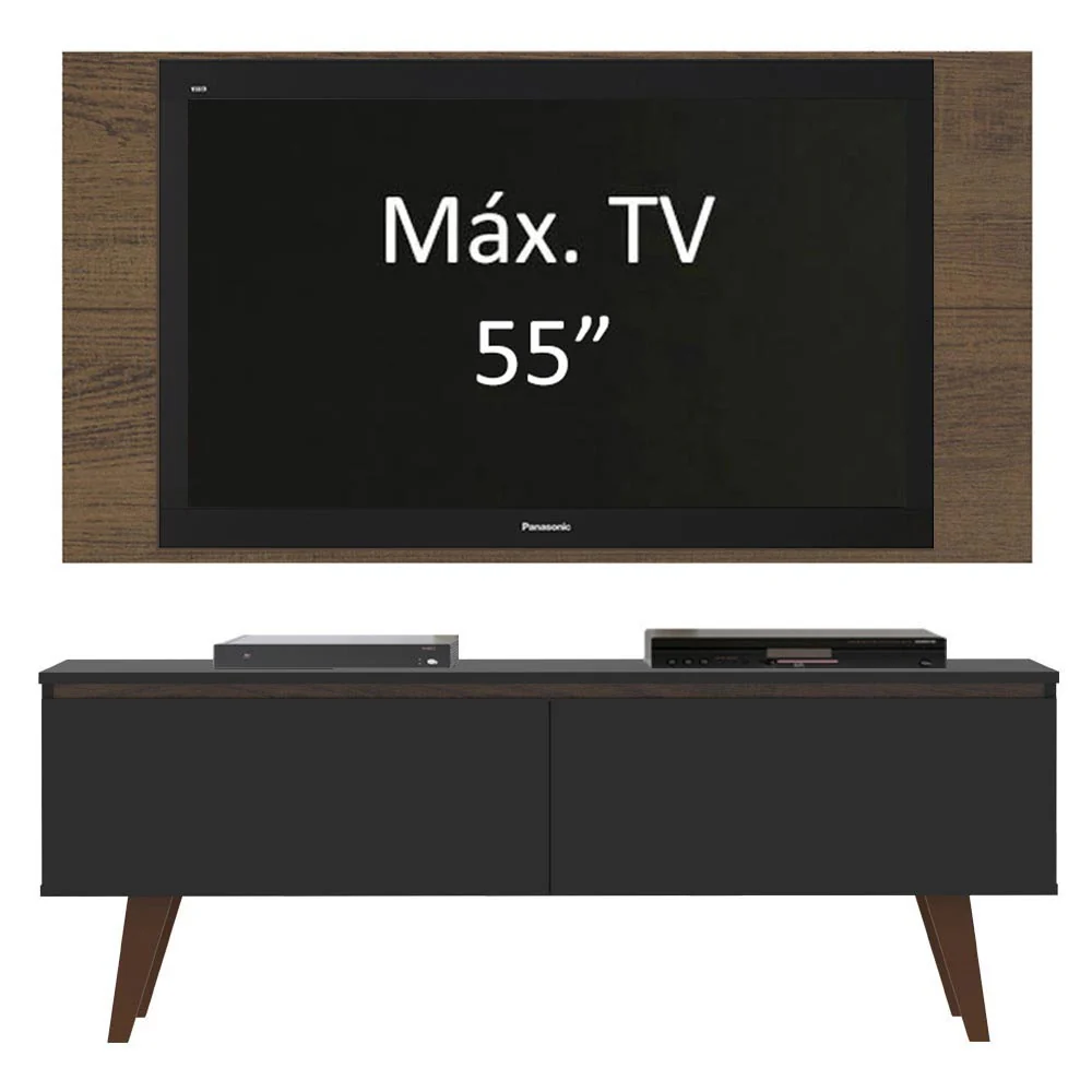 Rack Madesa Le Mans e Painel para TV até 55 Polegadas 2 Portas Preto/Rustic - Image 4