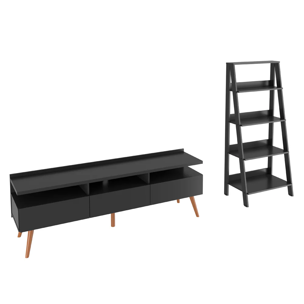Rack para TV até 65 Polegadas Madesa Londres e Estante Escada Preto - Image 2