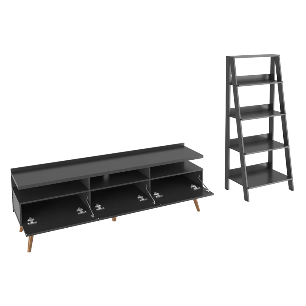 Rack para TV até 65 Polegadas Madesa Londres e Estante Escada Preto - Image 4