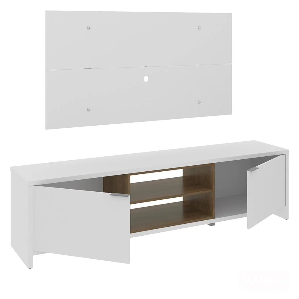 Rack Madesa Metz e Painel para TV até 55 Polegadas Branco/Rustic - Image 3