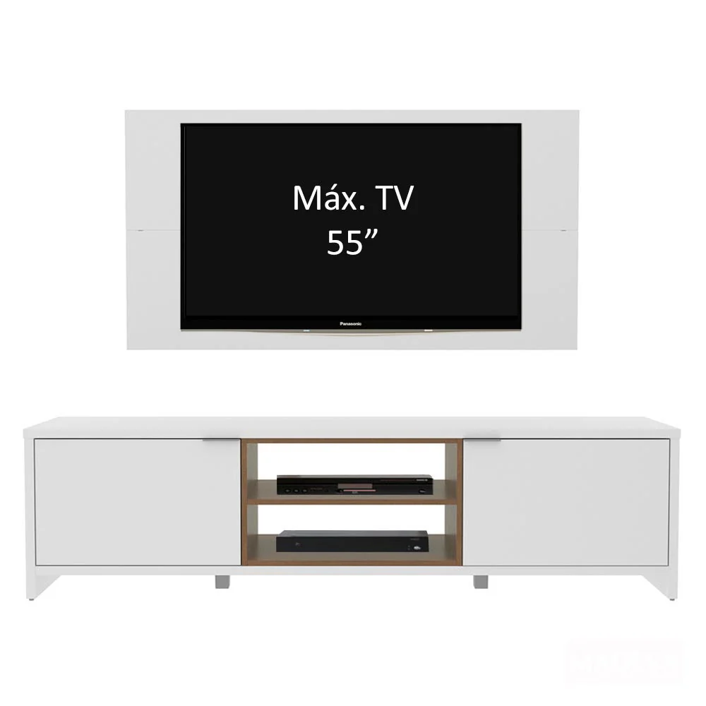 Rack Madesa Metz e Painel para TV até 55 Polegadas Branco/Rustic - Image 4