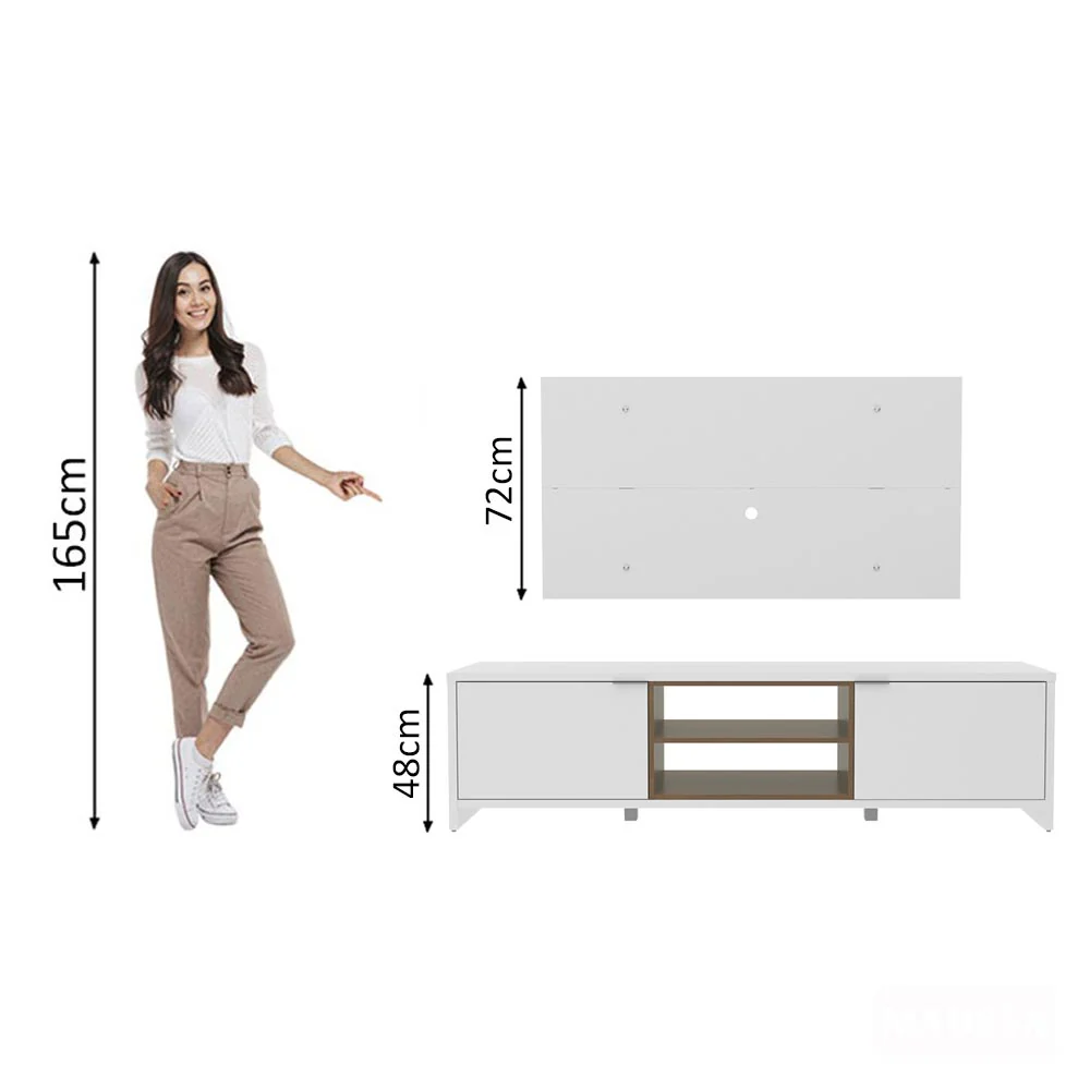 Rack Madesa Metz e Painel para TV até 55 Polegadas Branco/Rustic - Image 5