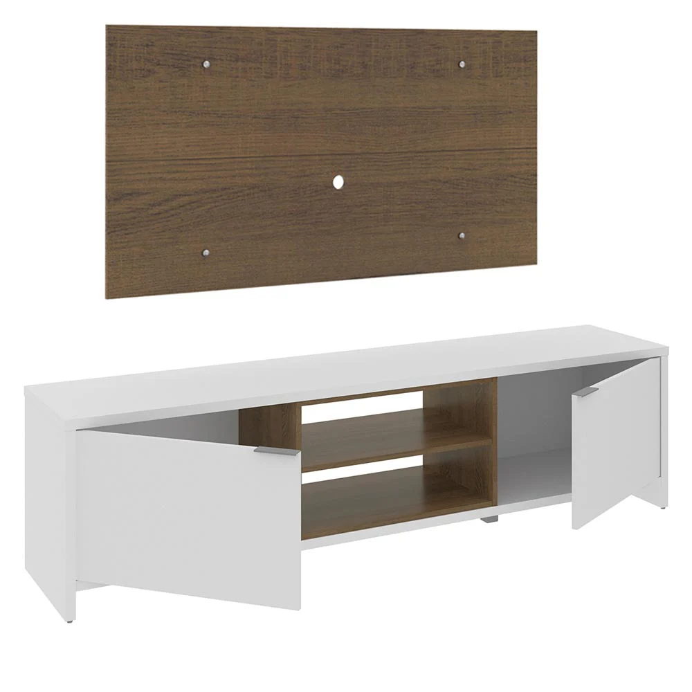 Rack Madesa Metz e Painel para TV até 55 Polegadas Branco/Rustic/Rustic - Image 3