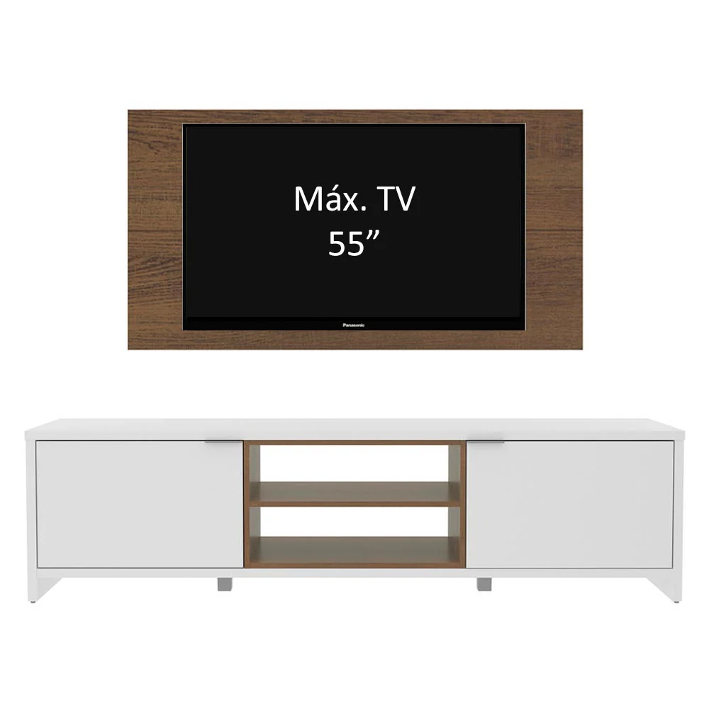 Rack Madesa Metz e Painel para TV até 55 Polegadas Branco/Rustic/Rustic - Image 4