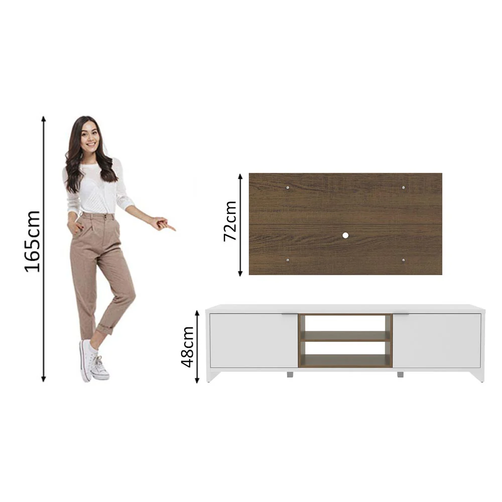 Rack Madesa Metz e Painel para TV até 55 Polegadas Branco/Rustic/Rustic - Image 5