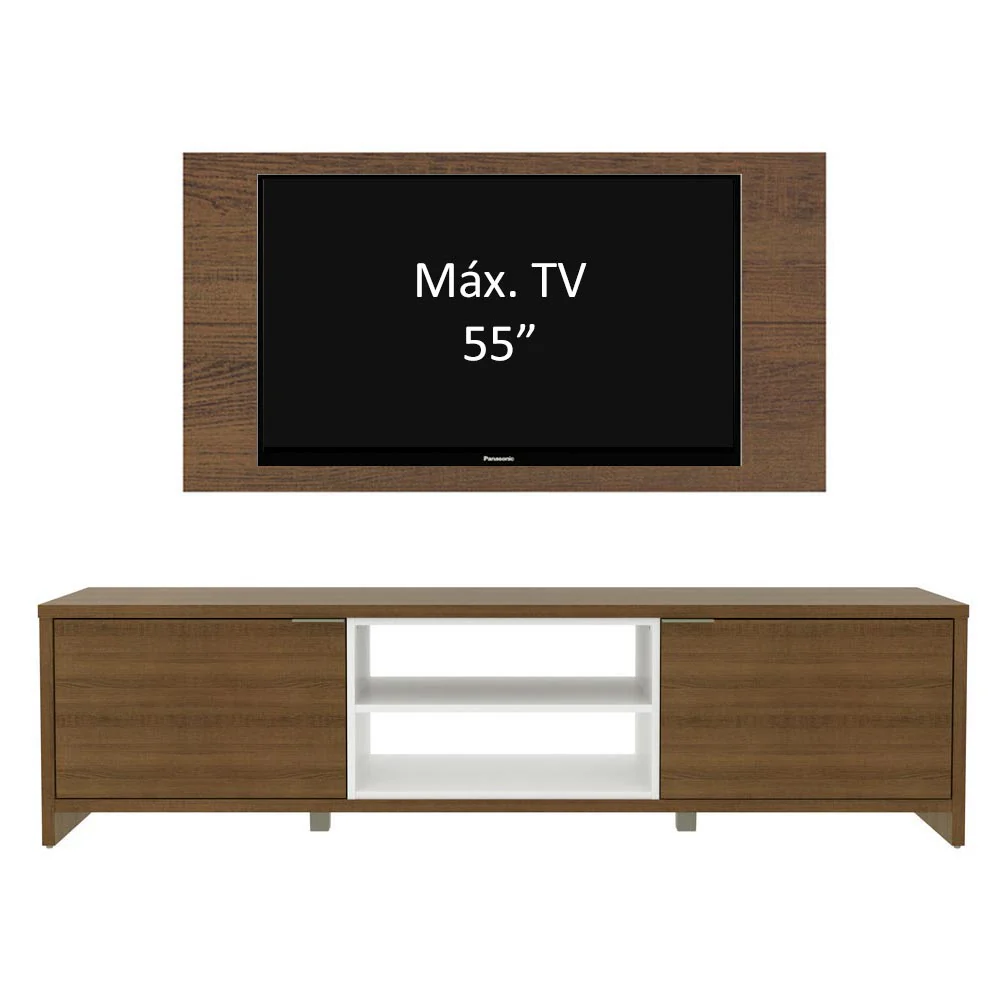 Rack Madesa Metz e Painel para TV até 55 Polegadas Rustic/Branco/Rustic - Image 4