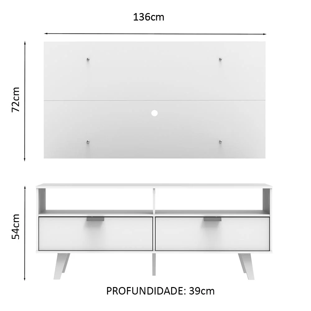 Rack Madesa Oslo e Painel para TV até 55 Polegadas 2 Portas Branco - Image 4