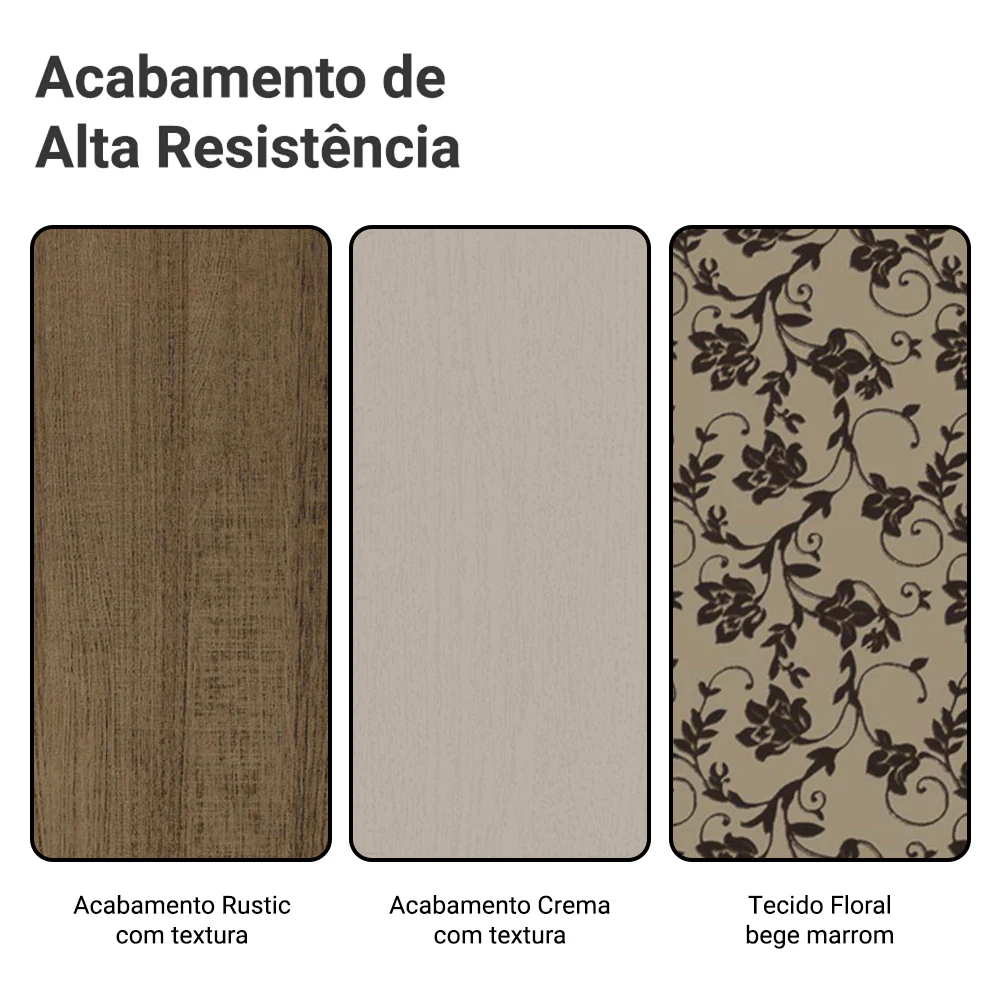 Conjunto Sala de Jantar Amora Mesa Tampo de Madeira 4 Cadeiras Rustic/Crema/Bege Marrom Madesa - Image 10