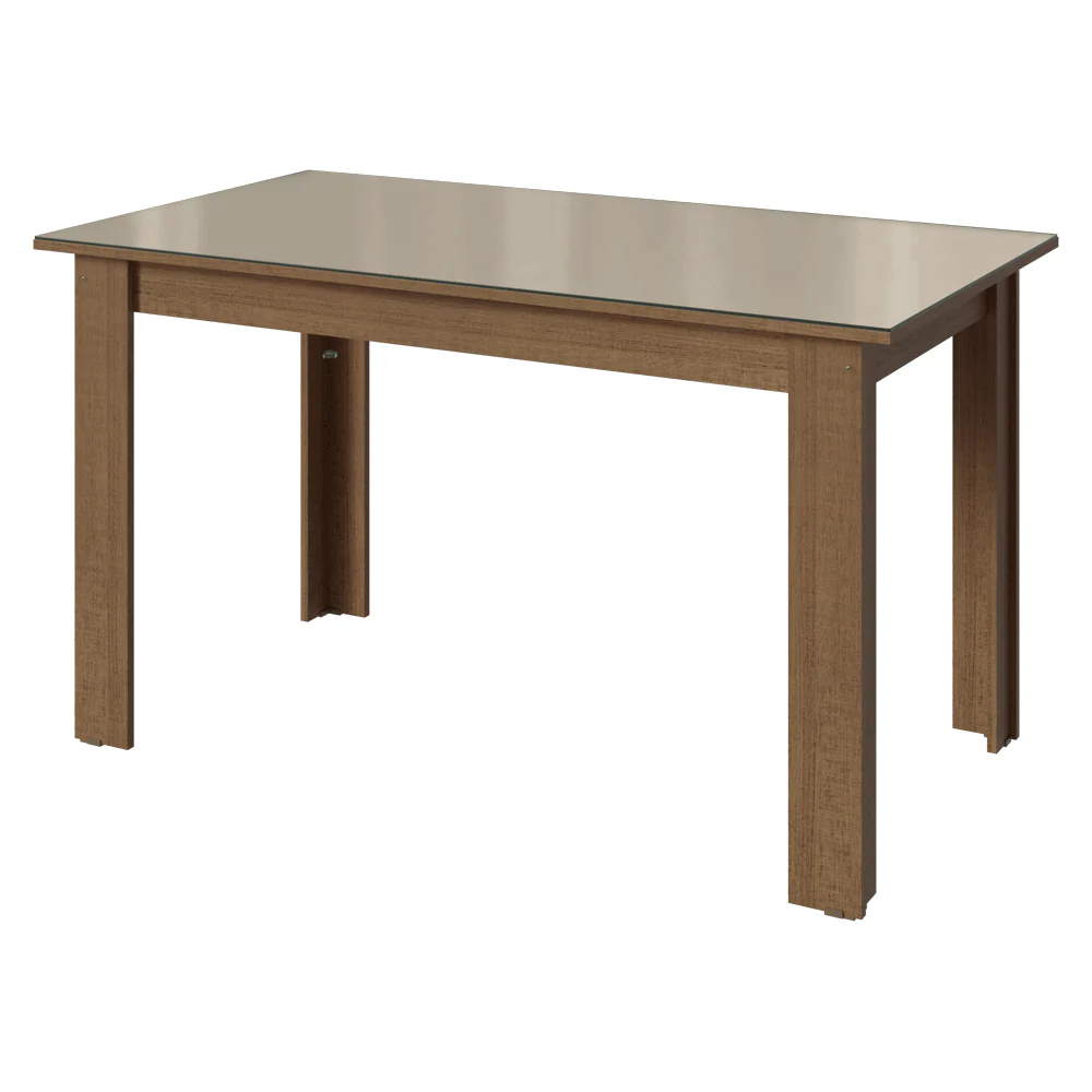 Conjunto Sala de Jantar Cereja Mesa Tampo de Vidro 6 Cadeiras Rustic/Crema/Bege Marrom Madesa - Image 5