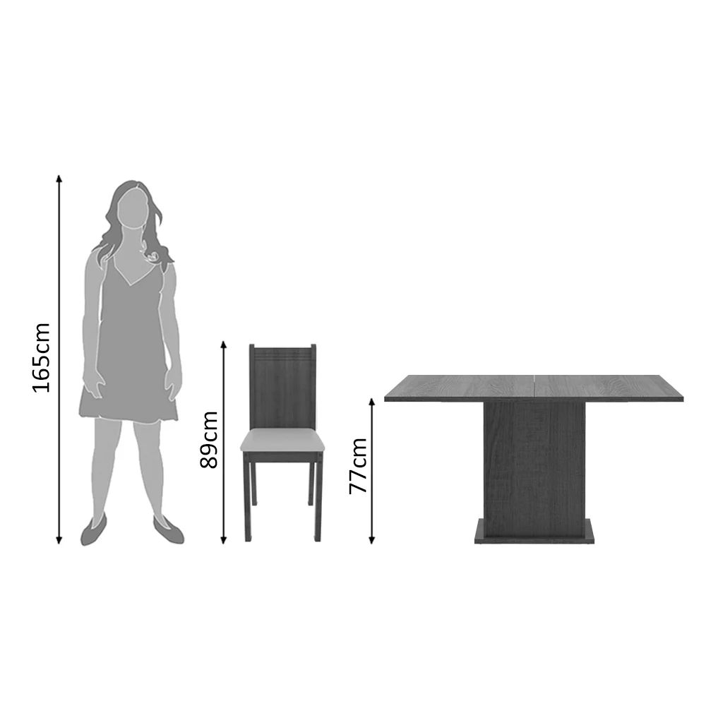 Conjunto Sala de Jantar Madesa Clarice Mesa Tampo de Madeira com 8 Cadeiras Rustic/Sintético Bege - Image 8