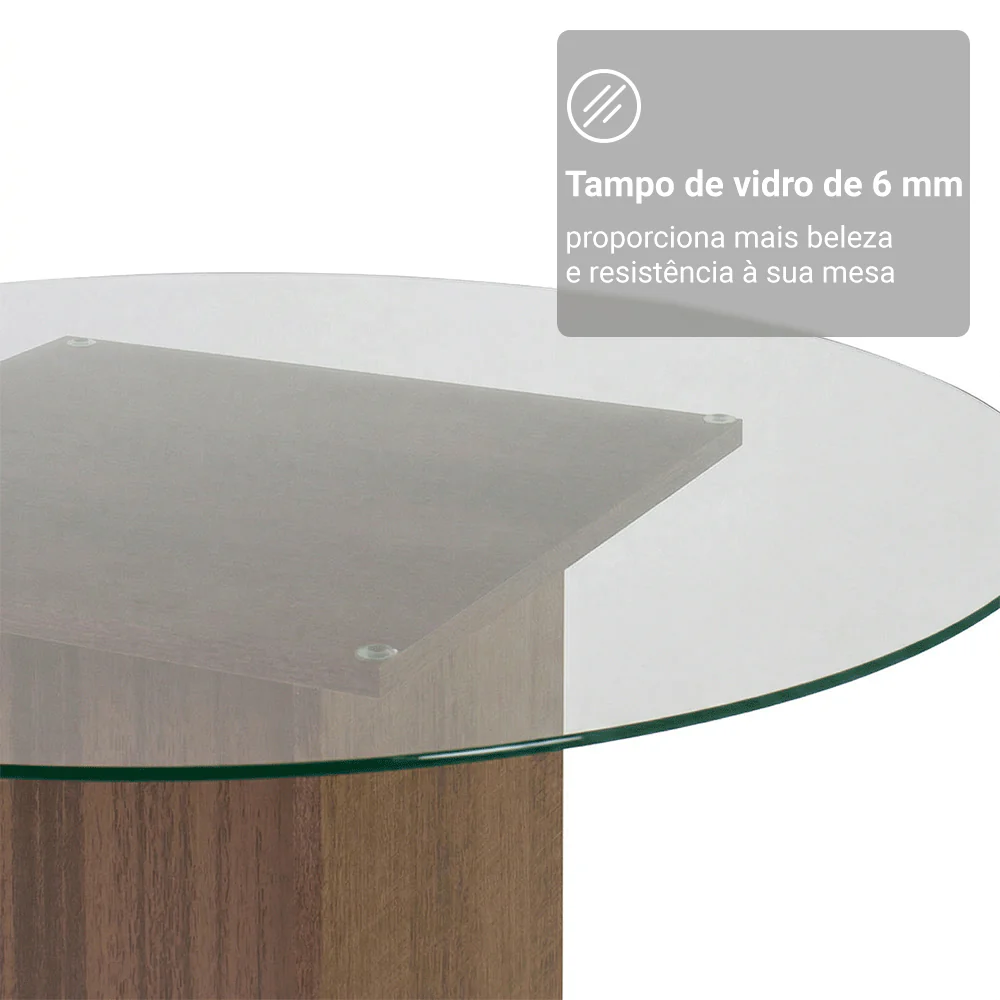 Conjunto Sala de Jantar Denali Mesa Tampo de Vidro 4 Cadeiras Rustic/Preto Madesa - Image 7