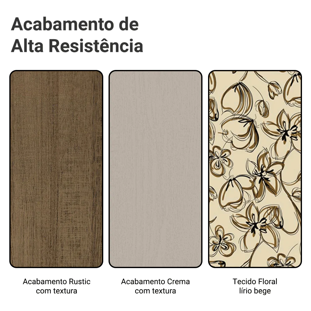 Conjunto Sala de Jantar Elóra Mesa Tampo de Vidro 6 Cadeiras Rustic/Crema/Lírio Bege Madesa - Image 10