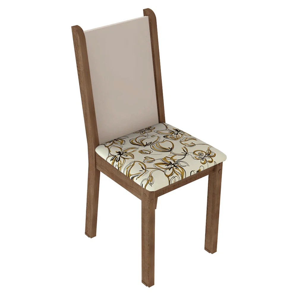 Conjunto Sala de Jantar Elóra Mesa Tampo de Vidro 6 Cadeiras Rustic/Crema/Lírio Bege Madesa - Image 6