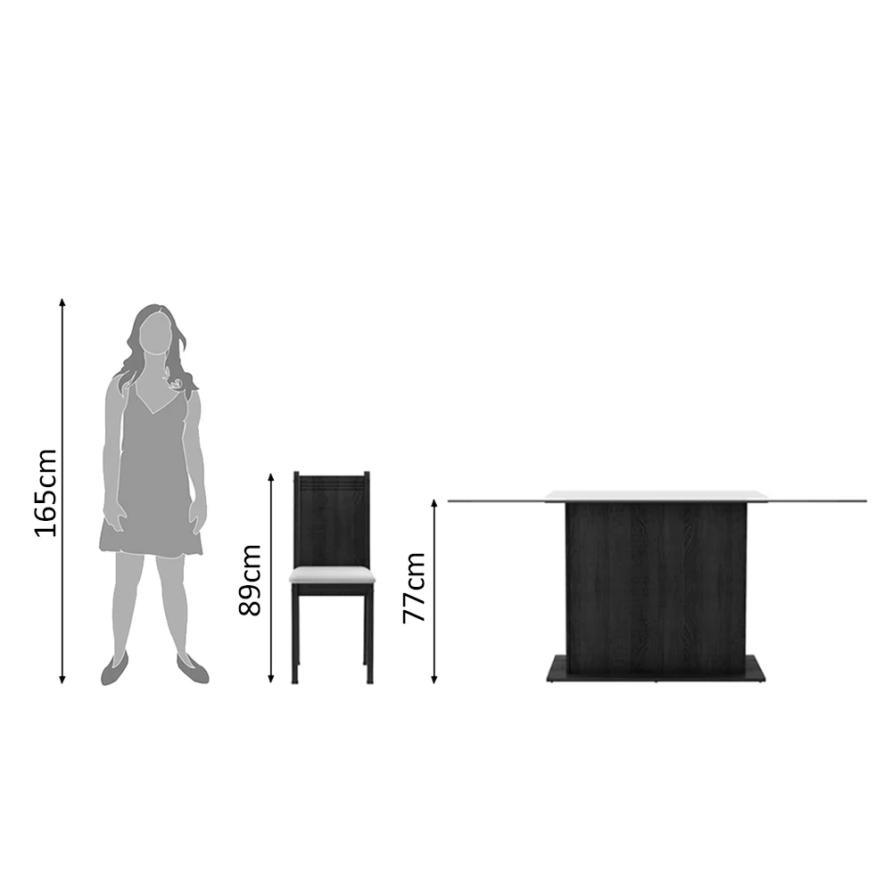 Conjunto Sala de Jantar Madesa Gales Mesa Tampo de Vidro com 6 Cadeiras Rustic/Sintético Bege - Image 9