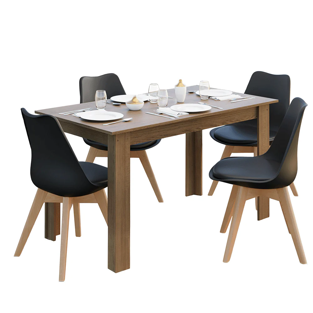 Conjunto Sala de Jantar Garda Mesa Tampo de Madeira 4 Cadeiras Rustic/Preto Madesa - Image 2