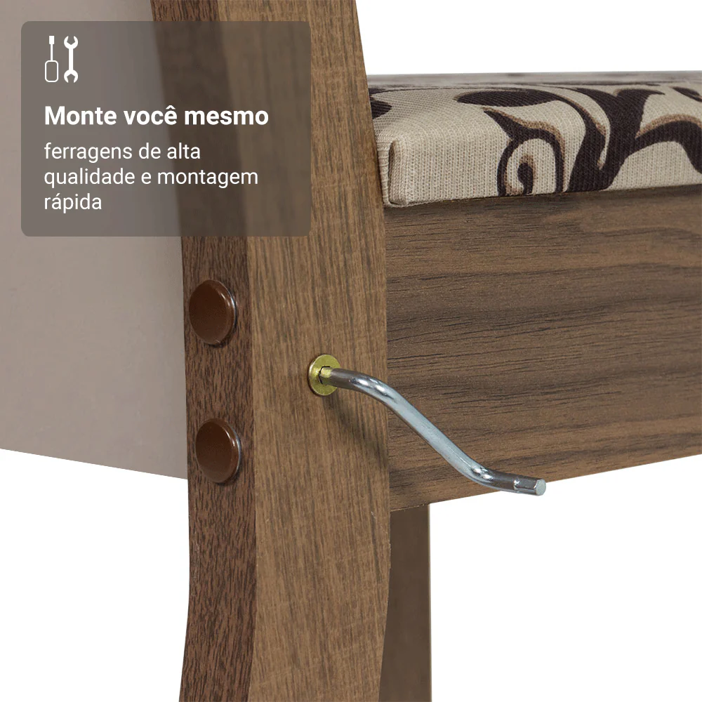 Conjunto Sala de Jantar Lucena Mesa Tampo de Madeira 6 Cadeiras Rustic/Crema/Bege Marrom Madesa - Image 8
