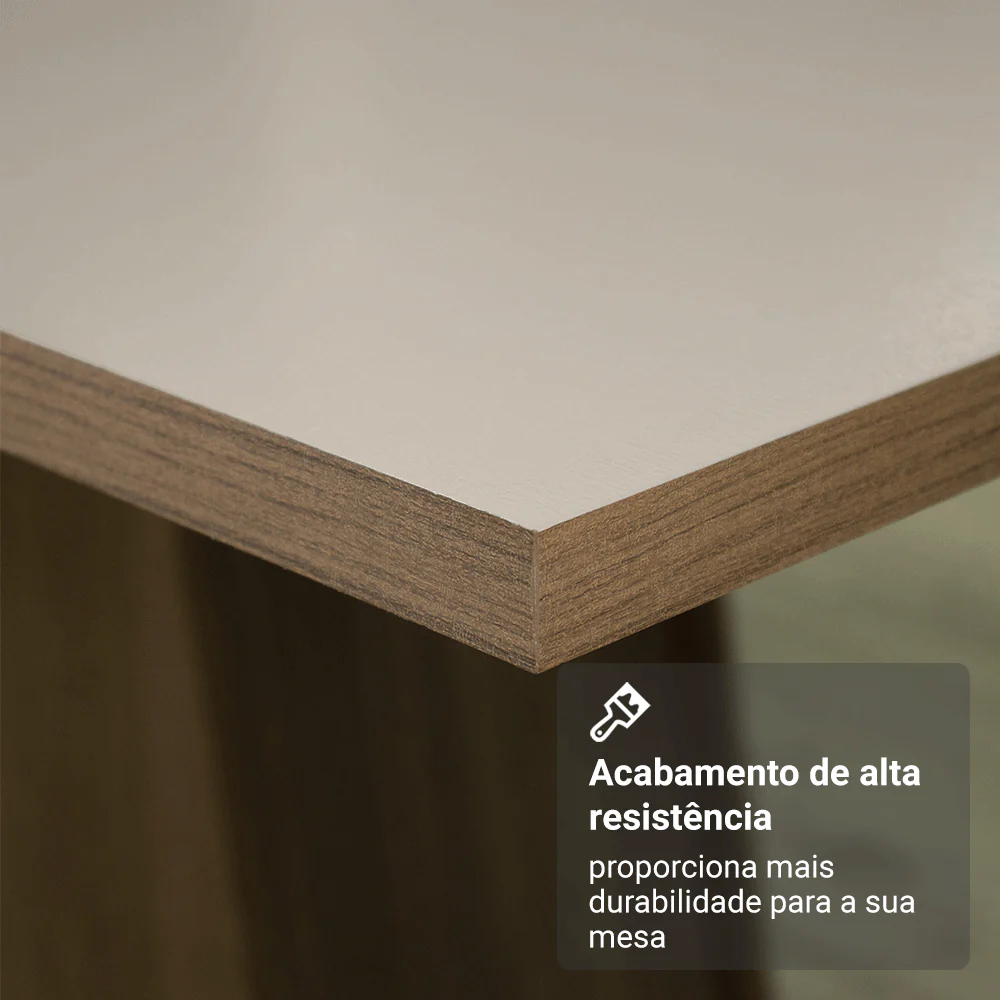 Conjunto Sala de Jantar Mesa Tampo de Madeira com 4 Cadeiras Rustic/Crema/Sintético Bege Madesa Alana - Image 7