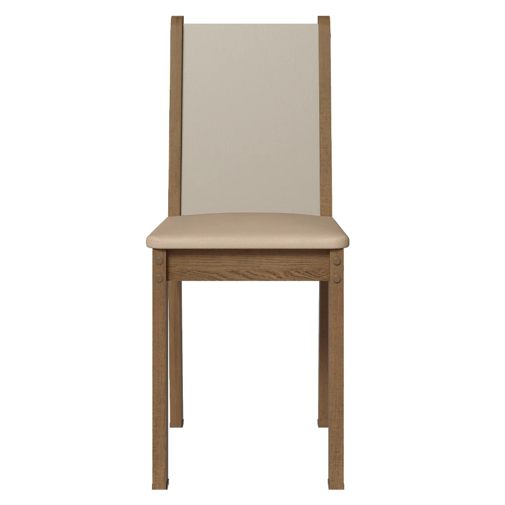 Conjunto Sala de Jantar Mesa Tampo de Madeira com 4 Cadeiras Rustic/Crema/Sintético Bege Madesa Alana - Image 9