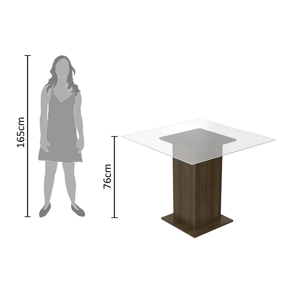 Conjunto Sala de Jantar Madesa Anita Mesa Tampo de Vidro com 4 Cadeiras Rustic/Preto/Sintético Preto - Image 10