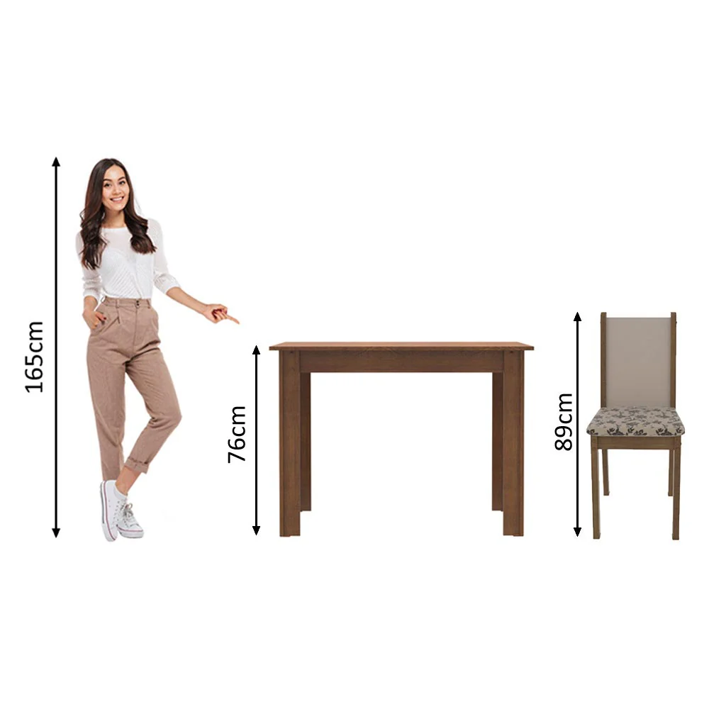 Conjunto Sala de Jantar Madesa Cíntia Mesa Tampo de Madeira com 4 Cadeiras Rustic/Crema/Bege Marrom - Image 8