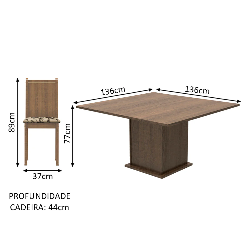 Conjunto Sala de Jantar Madesa Clarice Mesa Tampo de Madeira com 8 Cadeiras Rustic/Bege Marrom - Image 3