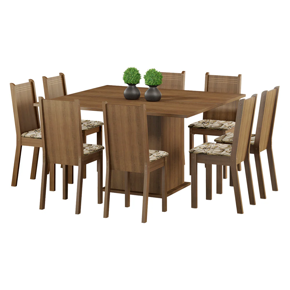 Conjunto Sala de Jantar Madesa Clarice Mesa Tampo de Madeira com 8 Cadeiras Rustic/Lírio Bege - Image 2