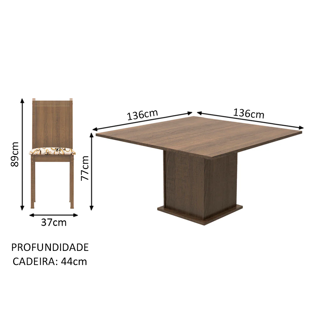 Conjunto Sala de Jantar Madesa Clarice Mesa Tampo de Madeira com 8 Cadeiras Rustic/Lírio Bege - Image 3